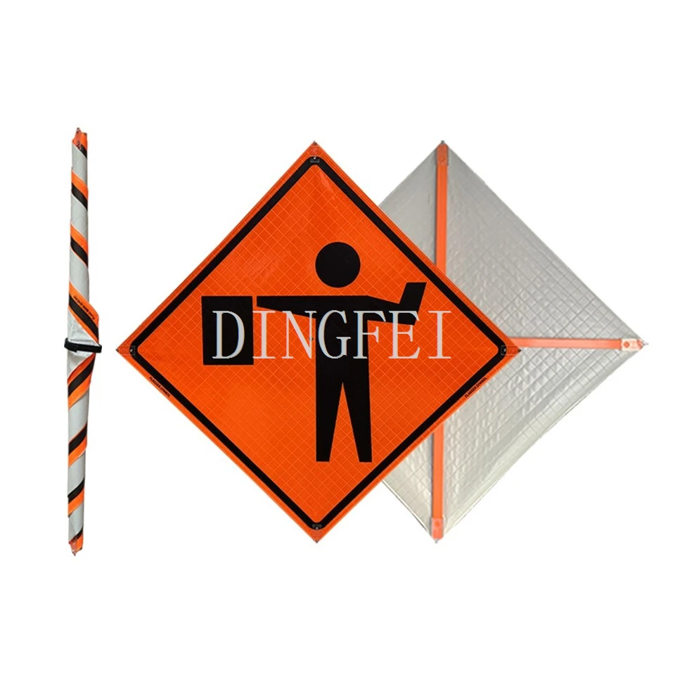 Dingfei Flagger Ahead Roll Up Sign